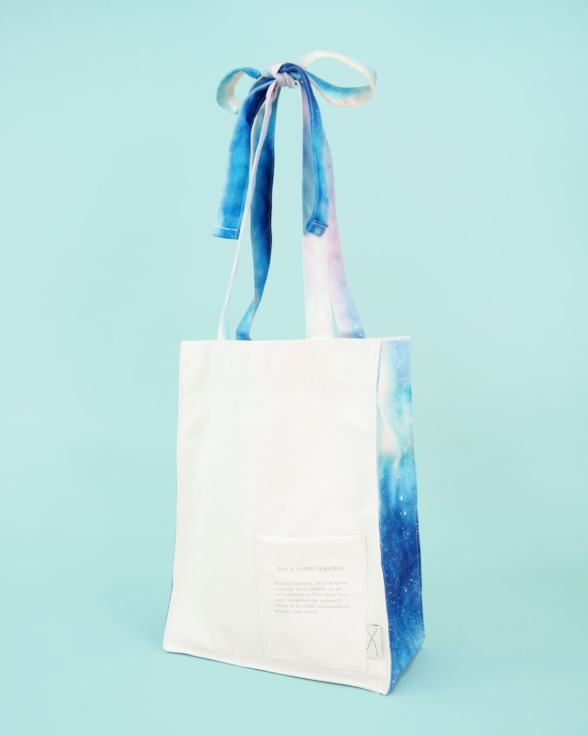 結べる持ち手が可愛い 宇宙柄角底トートバッグ | Fab4design 