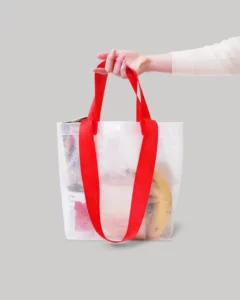 ワリフ(PPクロス)透明船底バッグ(持ち手2本)_短_手持ち